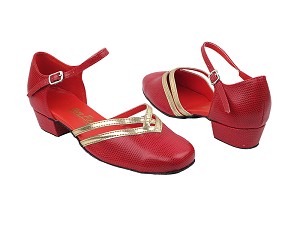 8881 175 Red Snake_Gold PU Trim with 1" Heel in the photo 
