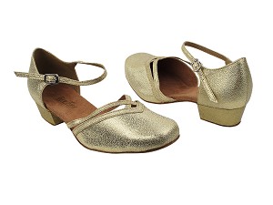 8881 21 Gold Glitter Satin_Whole Shoes with 1" Heel in the photo 