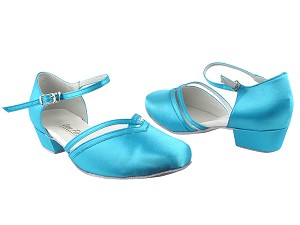 8881 230 Light Blue Satin with 1" Women Heel in the photo  