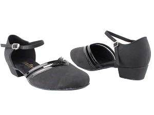 8881 83 Black Suede_Black Patent Trim with 1" Women Heel in the photo  