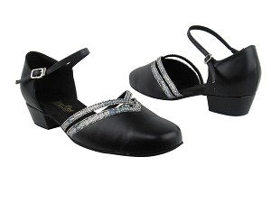 8881 Black Leather_172 Grey Scale Trim with 1" Women Heel in the photo 