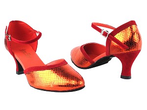 9621 225 Snake Red_228 Red Velvet Trim with 2.5" Heel in the photo 