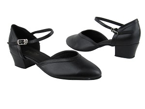 9621 Black Leather_Black Leather Trim with 1.5" Heel in the photo 