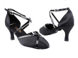 9622 Black Satin_M_Black Patent Trim with 2.75" Heel in the photo 