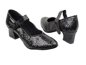 9626 12 Black Sparkle with 2" Thick Cuban Heel in the photo 