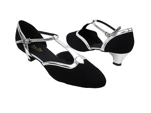 9627 136 Black Nubuck_Silver PU Trim with 1.3" Cuban Heel in the photo 
