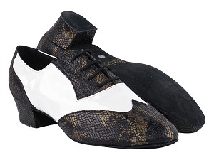 M100101 85 Black Snake_White Patent_M with 1.5" Latin Heel in the photo 