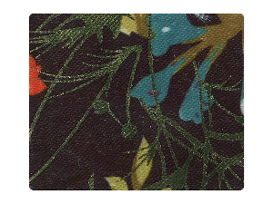 122 Black_Red Flower Satin Fabric Swatch 