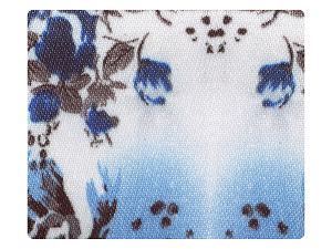 125 White_Blue Flower Satin Fabric Swatch 