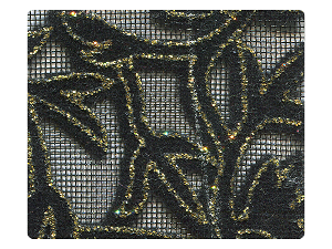 142 Gold Leaf Velvet Black Mesh Fabric Swatch 