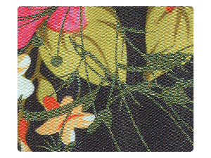 149 Black_Red Flower Satin Fabric Swatch 