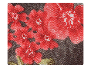 151 Yellow_Red Flower Satin Fabric Swatch 
