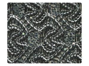 46 Black White Knitted Silver Sparkle Fabric Swatch 