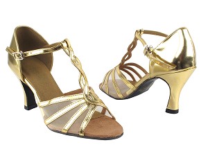 1692 62 Gold Leather_Flesh Mesh with 3" Heel in the photo 